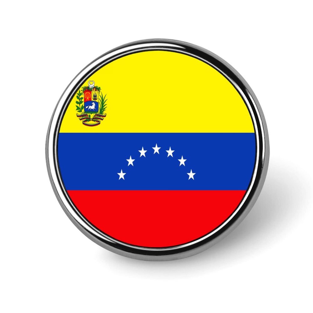 Venezuelan FlagRound Brooch Lapel Pin Decoration Pins Badge for Men Women