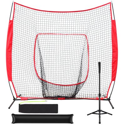Hikeen Baseball Softball Net,7'7'Baseball Practice Net with Tee for Hitting and Pitching Portable Backstop with Carrying Bag for Kids, Children & Teens, Red