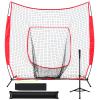 Hikeen Baseball Softball Net,7'7'Baseball Practice Net with Tee for Hitting and Pitching Portable Backstop with Carrying Bag for Kids, Children & Teens, Red view 1