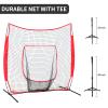 Hikeen Baseball Softball Net,7'7'Baseball Practice Net with Tee for Hitting and Pitching Portable Backstop with Carrying Bag for Kids, Children & Teens, Red view 3