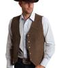 Tuikayoo Men's Suede Leather Suit Vest Vintage Western Cowboy Waistcoat Regular Fit(3XL, Coffee) view 1