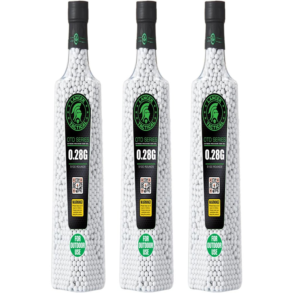 Lancer Tactical Airsoft BBS for Outdoor Field Bulk Premium Polished 6mm 0.20g-0.30g 5100 Rounds for Each Bottles X3-Outdoor Field Compliant