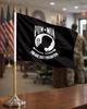 AGAS 12x18 Inch Military Stick Flags- mounted on 24 Inch tall x 5/16 inch dia Natural Wood pole with a gold ball spear. top. (POW-Black & White) view 3