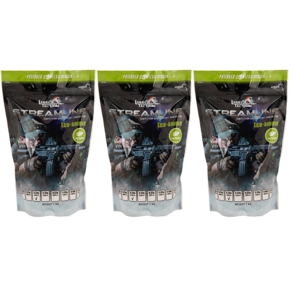 Lancer Tactical Outdoor Field BBS Bulk White High FPS Performance -0.20g-0.28g - 3 Pack