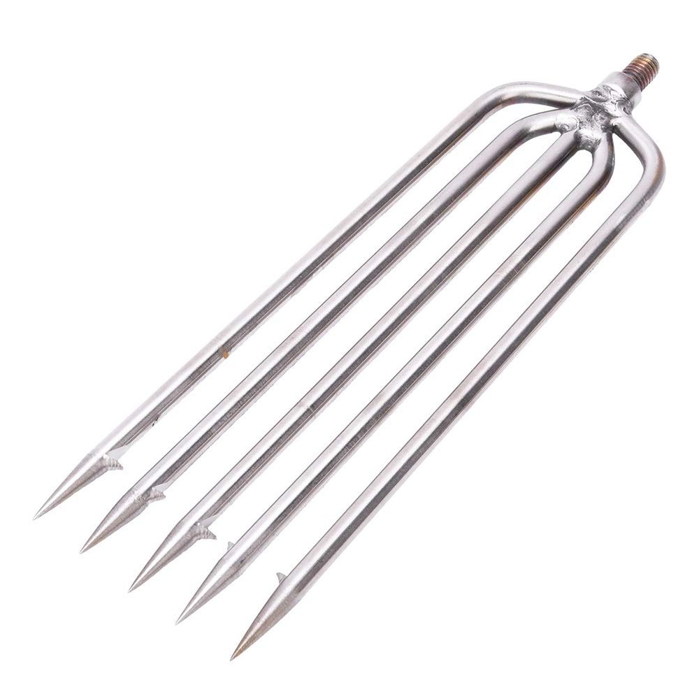 1 Pcs Stainless Steel Fishing Harpoon, 5 Prongs Harpoon Gig Gaff Hook Barb Fish Spear For Outdoor Fishing Tackle With 8mm Screws Portable Harpoon For Ponds,Lakes Or Rivers Hunting