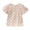 Kids Children Toddler Infant Baby Girls Short Bubble Sleeve Floral T Shirt Blouse Tops Baby Girl Blouse (Red, 3-4 Years) view 1