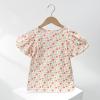 Kids Children Toddler Infant Baby Girls Short Bubble Sleeve Floral T Shirt Blouse Tops Baby Girl Blouse (Red, 3-4 Years) view 2