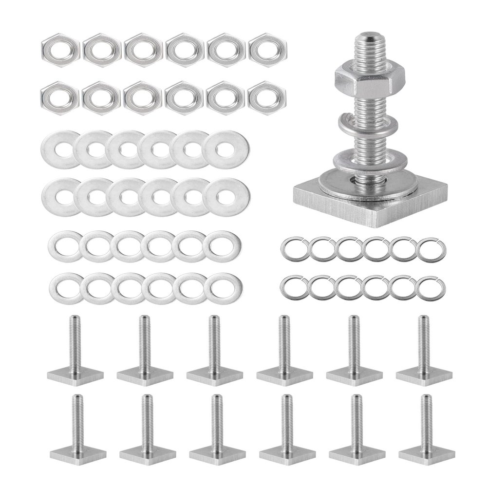 T Slot Bolts for Thule, Yakima Roof Rack Cross Bars, Platform, Cargo Basket, Stainless Square T Track Bolt Adapter to Secure Bike/Ski/Kayak Rack, Solar Panel, Awning, M6x35mm, 4mm Thickness