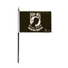 AGAS 4x6 Inch POW MIA black and white mini Military Stick Flags- mounted on 11 inch Black Plastic Pole with a gold ball spear top. (POW Black & White)
