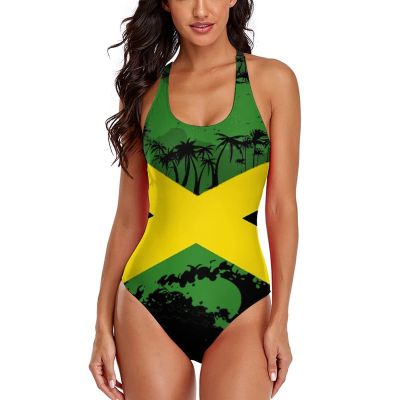 Bikini Jamaica Flag Bathing Suit Women's Swimwear One-Piece Swimsuit Tummy Control Swimsuits S