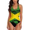 Bikini Jamaica Flag Bathing Suit Women's Swimwear One-Piece Swimsuit Tummy Control Swimsuits S