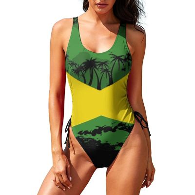Adugen Origei Bikini Jamaica Flag Bathing Suit Women's Swimwear One-Piece Swimsuit Tummy Control Swimsuits M