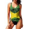 Adugen Origei Bikini Jamaica Flag Bathing Suit Women's Swimwear One-Piece Swimsuit Tummy Control Swimsuits M view 1