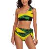 Adugen Origei Bikini Sets Jamaica Flag Women's Swimwear Cute Bathing Suit Ruched High Cut Swimsuit SummerXL view 1