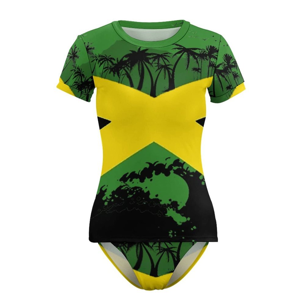 Jamaica Flag Women's One-Piece Swimsuit Triangle Bathing Swimsuit Beach Party XL