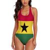 Adugen Origei Bikini Ghana Flag Bathing Suit Women's Swimwear One-Piece Swimsuit Tummy Control Swimsuits S view 1
