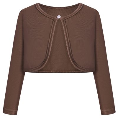 Bonny Billy Girls' Long Sleeve Knit Bolero Cardigans Jacket Cover Up Sweater 4-5 Years Coffee
