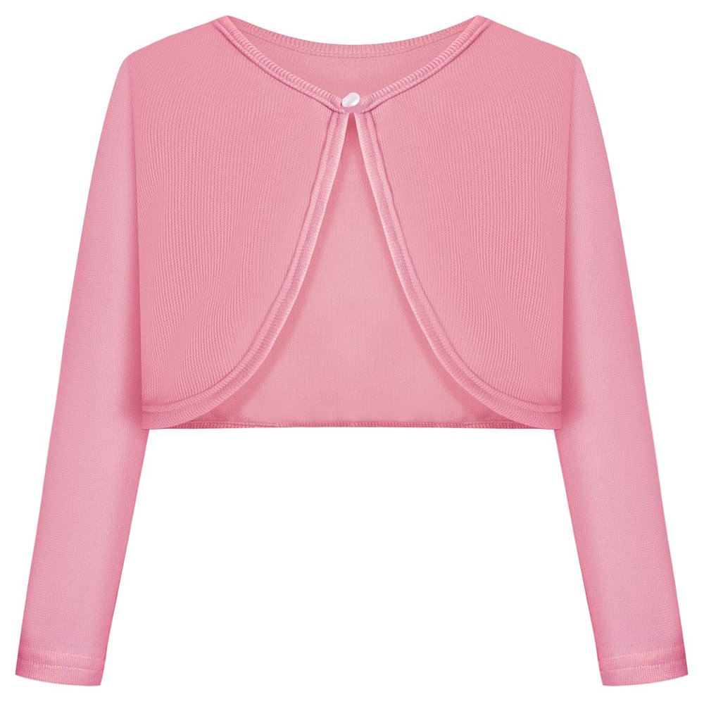 Bonny Billy Girls' Long Sleeve Knit Bolero Cardigans Jacket Cover Up Sweater 7-8 Years Pink