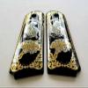 Colt 1911 Full Size Grips Custom Engraved Black Walnut Wood Gold Silver Grim Reaper Life's a Gamble,Black Gold Silver view 4