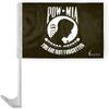AGAS 12x16 inch US POW MIA Black and White Military Car Flag - Attached to 17 inch White Plastic Flex Pole- Single Sided Print on Polyester Fabric- Stitched Edges- with a Window Plastic Clip- Tear and Water Resistant- Perfect for displaying on your C view 1