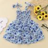 Toddler Kids Baby Girls Vintage Dress Ruffle Retro Floral Girl Dresses Boho Sundress Dusty Girls (Blue, 18-24 Months) view 4