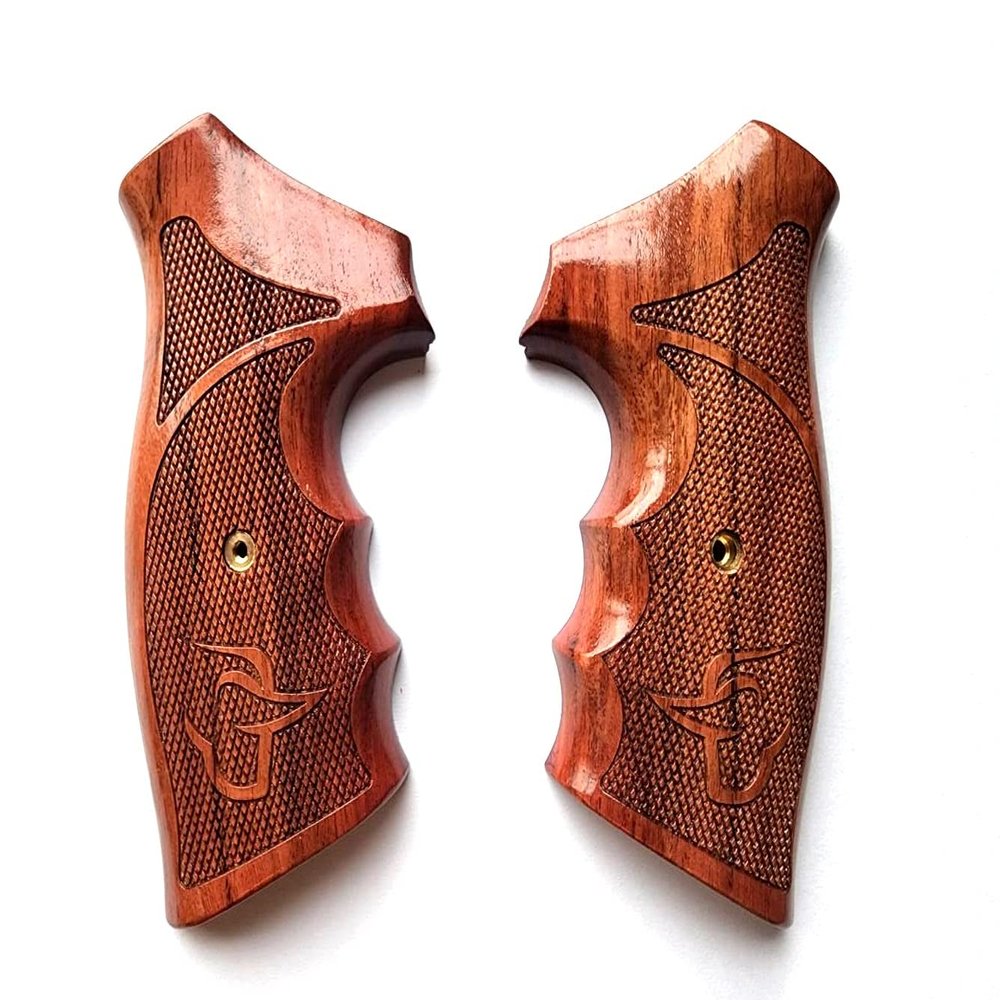 BMPL Hardwood Luxury Laser Grips Compatible with Taurus Medium/Large Frame.357 M44, 65, 66, 80, 82, 83, 96, 431, 441, 607, 608, 669 Revolver Handmade, Brown,Red