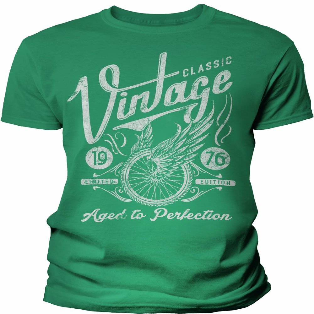 1976 Birthday Shirt for Men - Classic Vintage 1976 Aged to Perfection - Wheel - 50th Birthday Gift - F/Kelly-4X