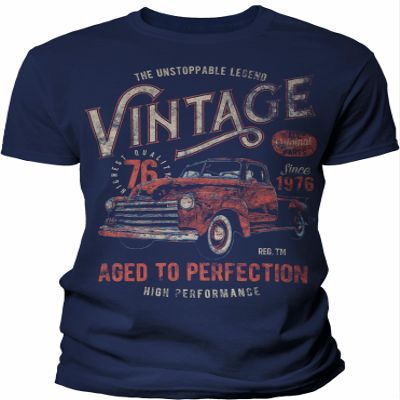 50th Birthday Gift Shirt for Men - Vintage 1976 Aged to Perfection - Vintage Truck - F/Navy-4X