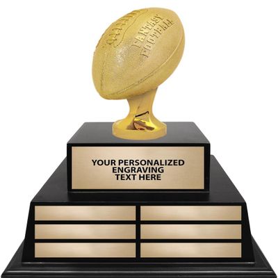 Crown Awards 18" Fantasy Football Black Tiered Base Trophy, Fantasy Football Sculpture Award - Custom Engraving Included Prime