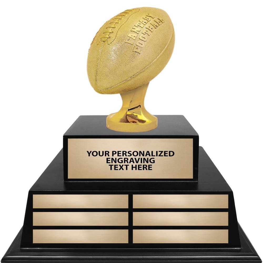 Crown Awards 18" Fantasy Football Black Tiered Base Trophy, Fantasy Football Sculpture Award - Custom Engraving Included Prime
