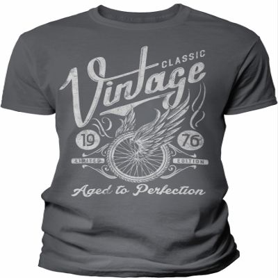 1976 Birthday Shirt for Men - Classic Vintage 1976 Aged to Perfection - Wheel - 50th Birthday Gift - F/Charcoal-4X