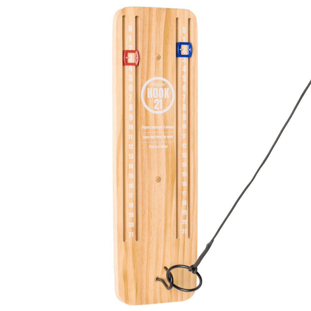 GoSports Hook 21 Ceiling Mount Ring Swing Game - Play Indoors or Outdoors - Blue, Gray, Natural or Red