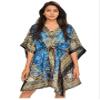 Kaftan for Women's Floral Print Kaftan Caftan v-Neck Tunic Dress Nightdress Maxi Free Size Cover up Dresses for Women Free Size Nightwear nigty Nightdress Beachwear Swimsuit Summer Dress (Teal Short) view 1