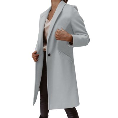 Womens Faux Wool Thin Coat Trench Jacket Ladies Slim Long Overcoat Outwear down Vests Women
