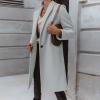 Womens Faux Wool Thin Coat Trench Jacket Ladies Slim Long Overcoat Outwear down Vests Women view 2