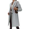 Womens Faux Wool Thin Coat Trench Jacket Ladies Slim Long Overcoat Outwear down Vests Women view 3