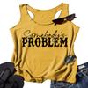 AEARGIV Women Somebody's Problem Tank Tops Country Music Tee Cowboy Cowgirl Shirt(L) Yellow view 1