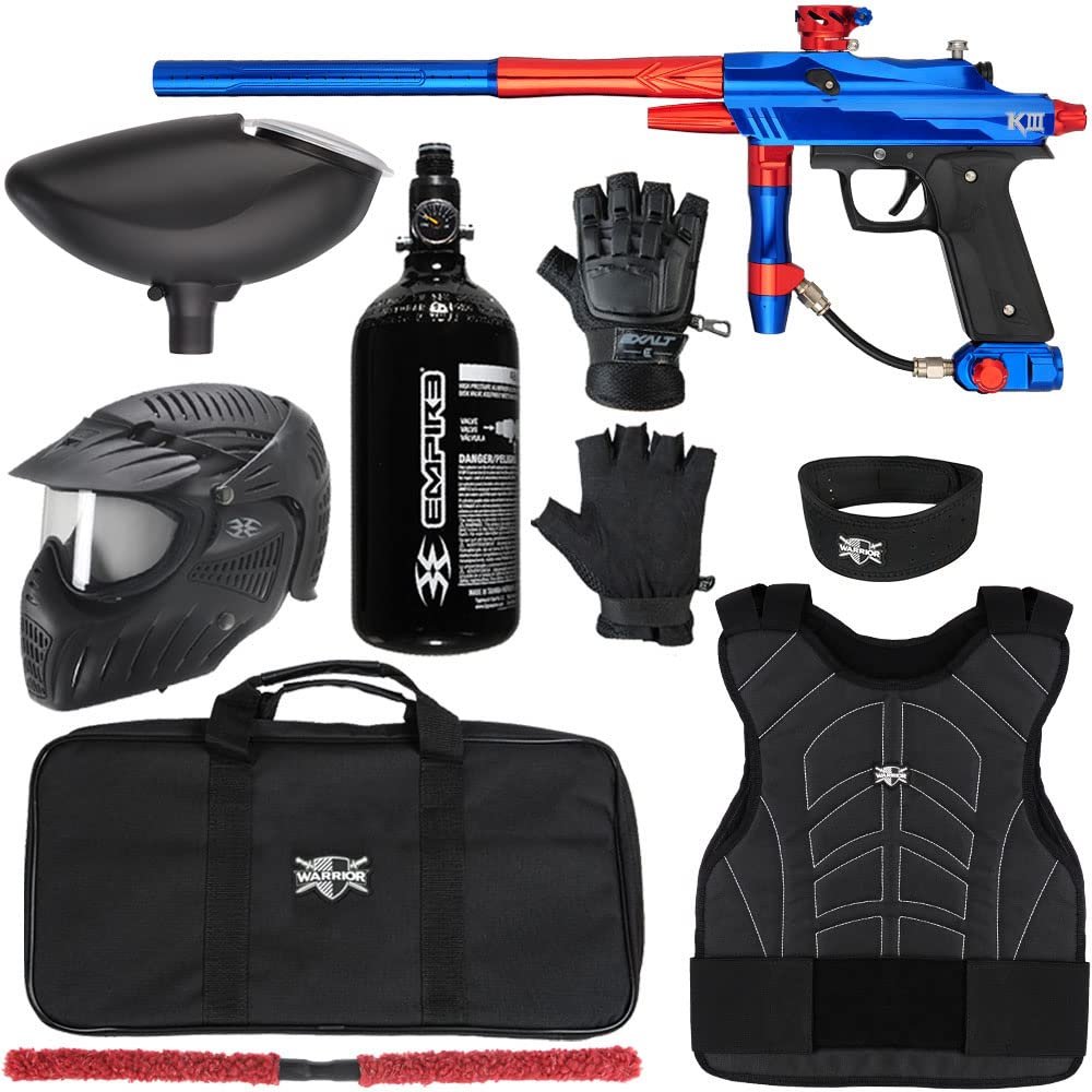 Action Village Azodin KDIII Level 2 Protector Paintball Gun Package Kit (Small/Medium, Polished Blue/Polished Orange-Red)