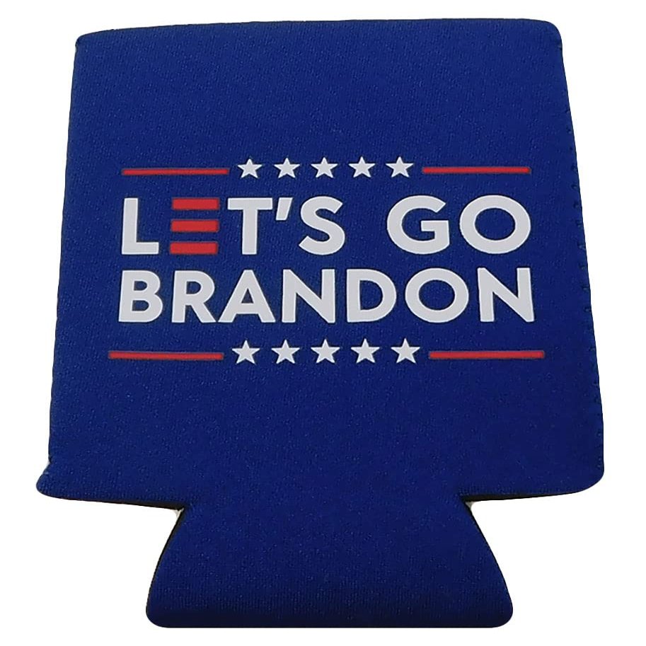 Let's Go Brandon Red E Blue Printed Collapsible Insulated Can Jacket