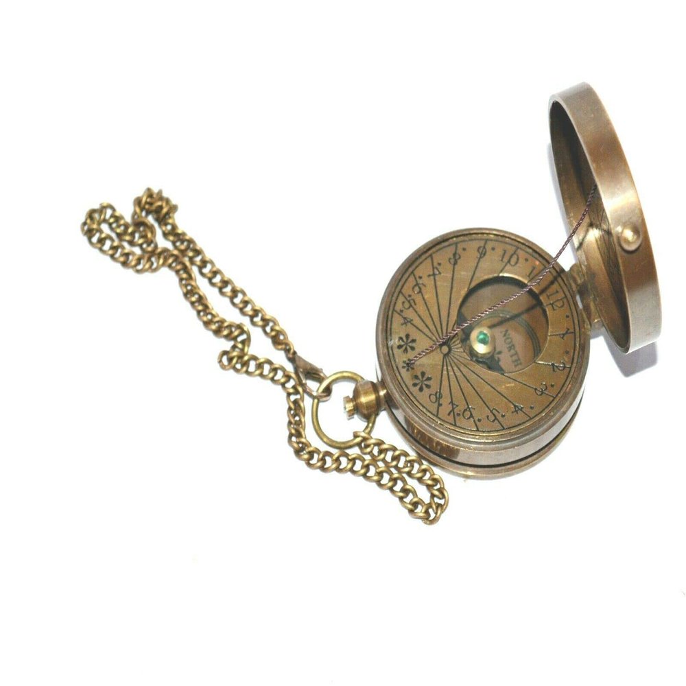 Antique Brass Threat Compass Maritime Marine Pocket Sundial Compass Collectible Gift