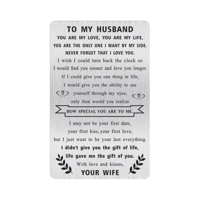 Alotozo Gifts for Husband from Wife - Romantic I Love You Husband Wallet Card - Wedding Anniversary Valentine's Day Gifts for Men Him Husbands