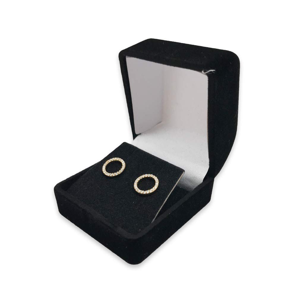 N N'icePackaging - 1 Qty Midnight Black Velour Small Earring Soft Flocked Square Jewelry Gift Box