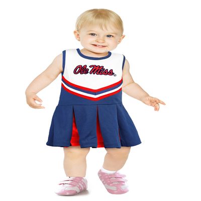 Little King NCAA Infant/Toddler Girls One Piece Team Cheer Jumper Dress-Ole Miss Rebels-12 Months