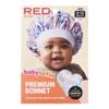 Red by Kiss Baby Satin Bonnet Sleep Cap for Infants, Soft, Stretchy, and Safe, Protects Baby Hair from Frizz & Breakage, Friction Bald Spots (Purple Ikat, 6-18M) view 3