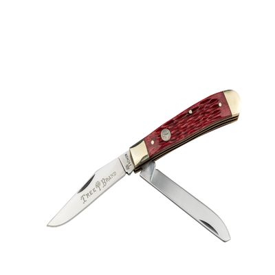 BOKER MANUFAKTUR Traditional Series TRAPPER 2.0  Updated 2-Blade Trapper Pocket Knife, EDC Folder with D2 Blade, Multiple Handle Options, 2023 (Jigged Red Bone)