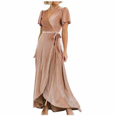 tuduoms Women's Long Western Dress Boho V Neck Ruffle Wrap Maxi Dress Flutter Sleeve Semi Formal Dresses for Wedding Guest Orange