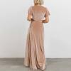 tuduoms Women's Long Western Dress Boho V Neck Ruffle Wrap Maxi Dress Flutter Sleeve Semi Formal Dresses for Wedding Guest Orange view 3