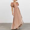 tuduoms Women's Long Western Dress Boho V Neck Ruffle Wrap Maxi Dress Flutter Sleeve Semi Formal Dresses for Wedding Guest Orange view 4