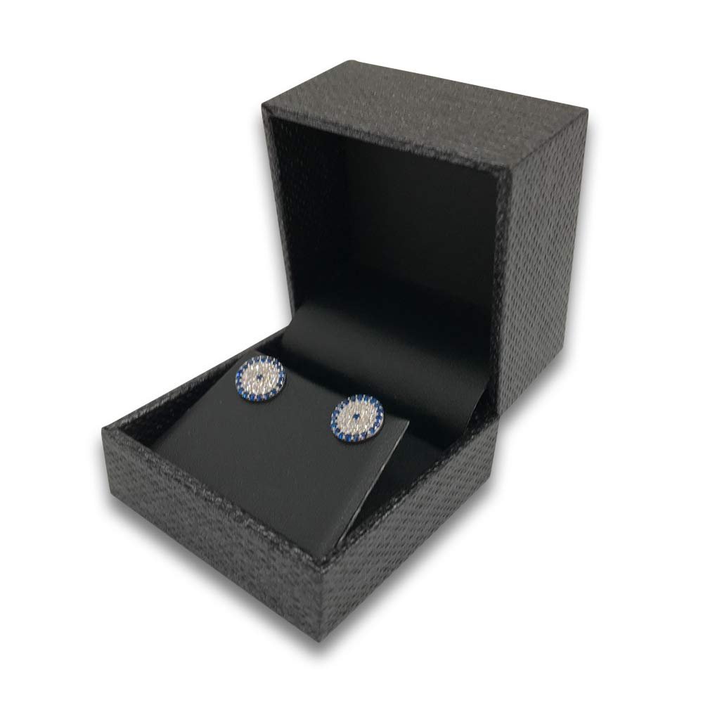 N N'icePackaging - 1 Qty Premium Mesh Grey Earring Jewelry Gift Box w/Padded Black Inset Top & Black Faux Leather Interior