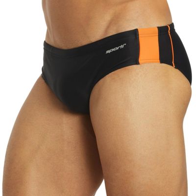 Sporti Piped Splice Swim Brief Swimsuit - Black/Orange - 40